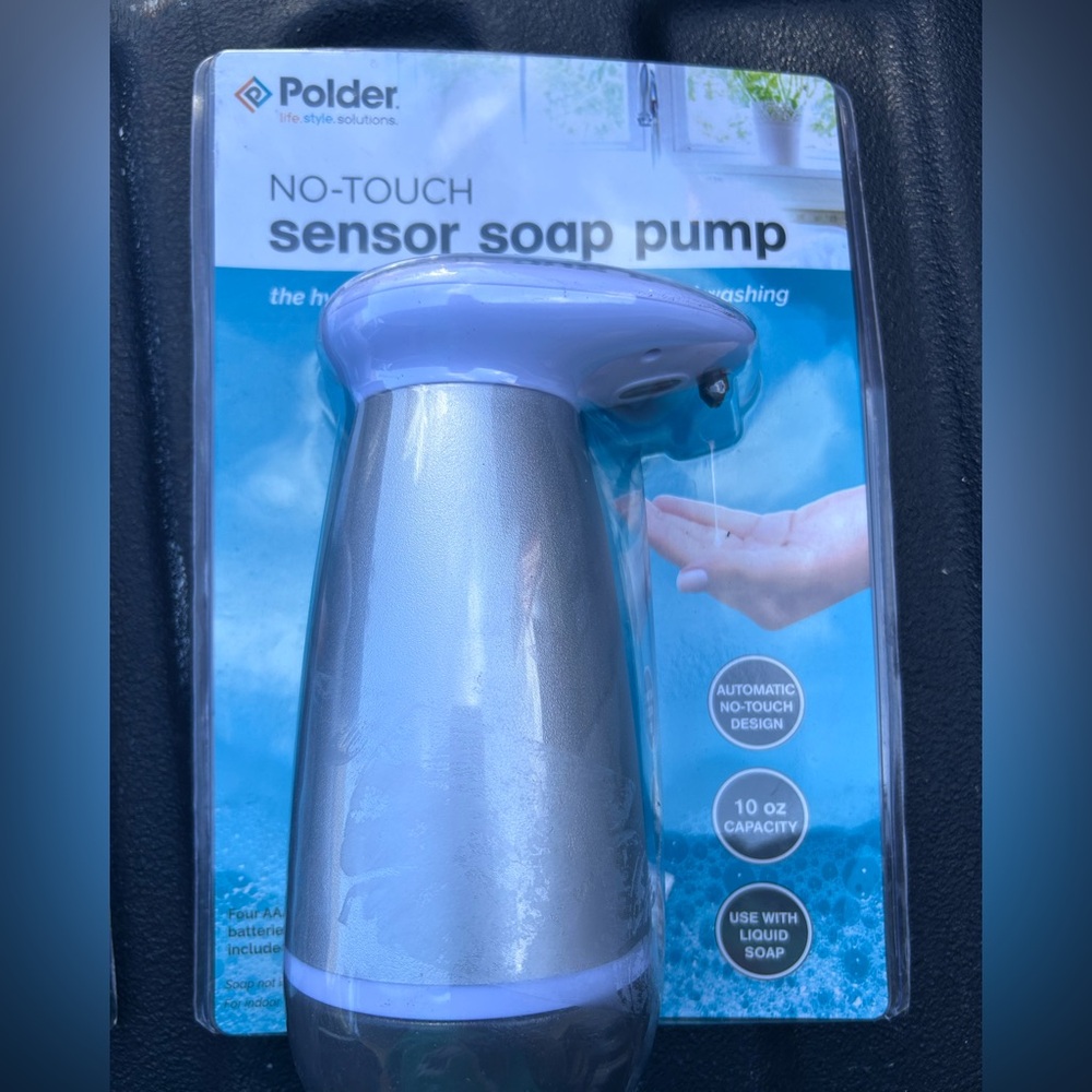 **2for $15** Polder No-Touch Sensor Soap Pump - Silver and Blue
